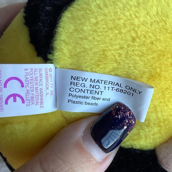 TY Beanie Ballz Zips Bumblebee Stuffed Animal Plush Toy With Tags - Picture 11 of 12